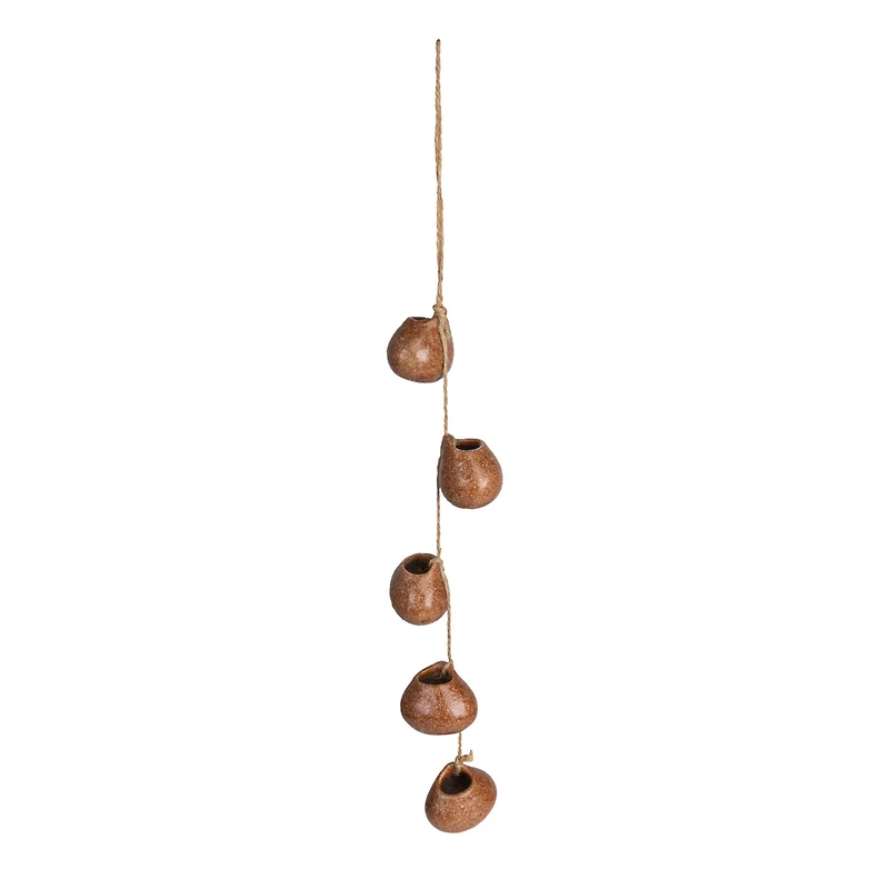 Hello Honey® 21.5" Brown Stoneware Hanging Vases on Jute Rope with Reactive Glaze