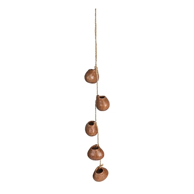 Hello Honey® 21.5" Brown Stoneware Hanging Vases on Jute Rope with Reactive Glaze