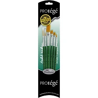 Protégé Gold Nylon Short Handle Flat 6 Piece Brush Set