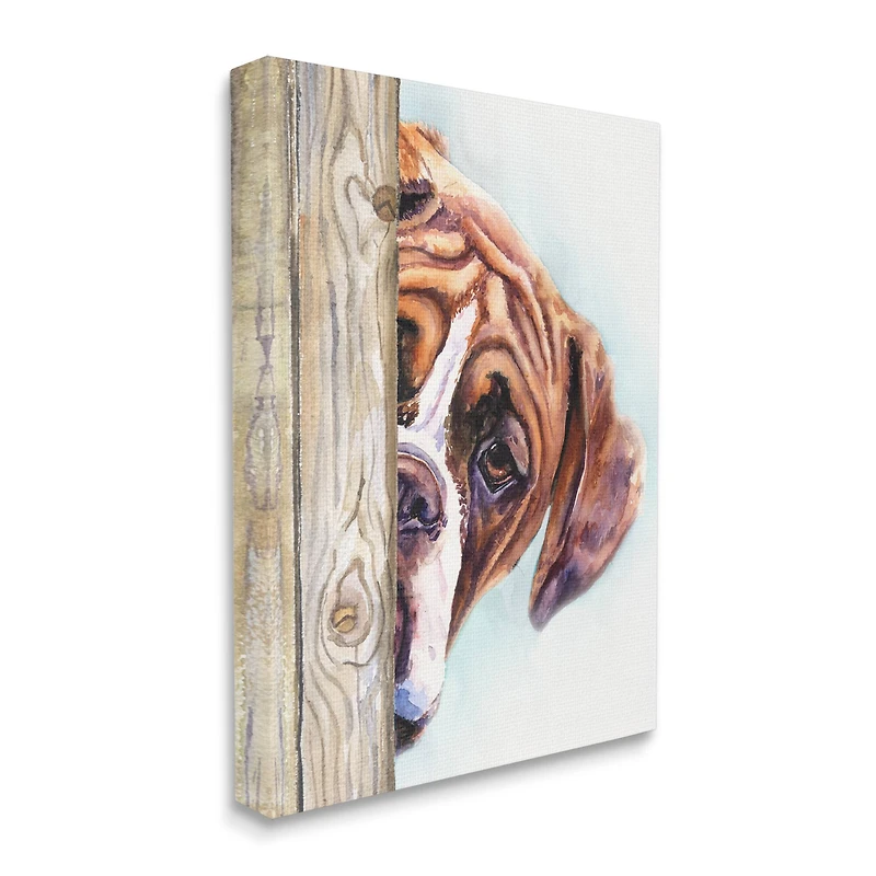 Stupell Industries Boxer Dog Hide and Seek Puppy Portrait Canvas Wall Art