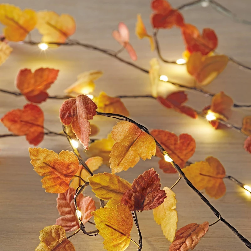 18ct. Warm White LED Brown Maple Leaf String Lights by Ashland®