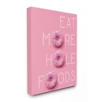 Stupell Industries Pink Eat More Hole Foods Donut Canvas Wall Accent