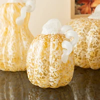 Glitzhome® Amber Dots Fall Pumpkin Glass Tabletop Accent