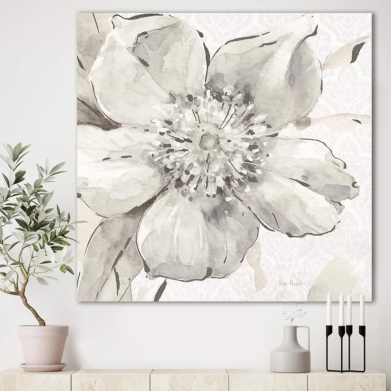 Designart - Indigold Grey Peonies III