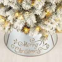 Glitzhome® Silver 22" LED Merry Christmas Cutout Metal Tree Collar