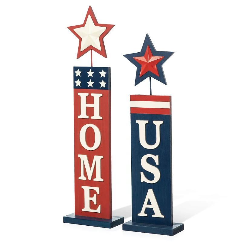 Glitzhome® Americana Firecracker Table Sign Set