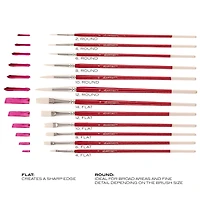 Hello, Artist! Long Handle White Taklon Flats & Rounds 12 Piece Brush Set