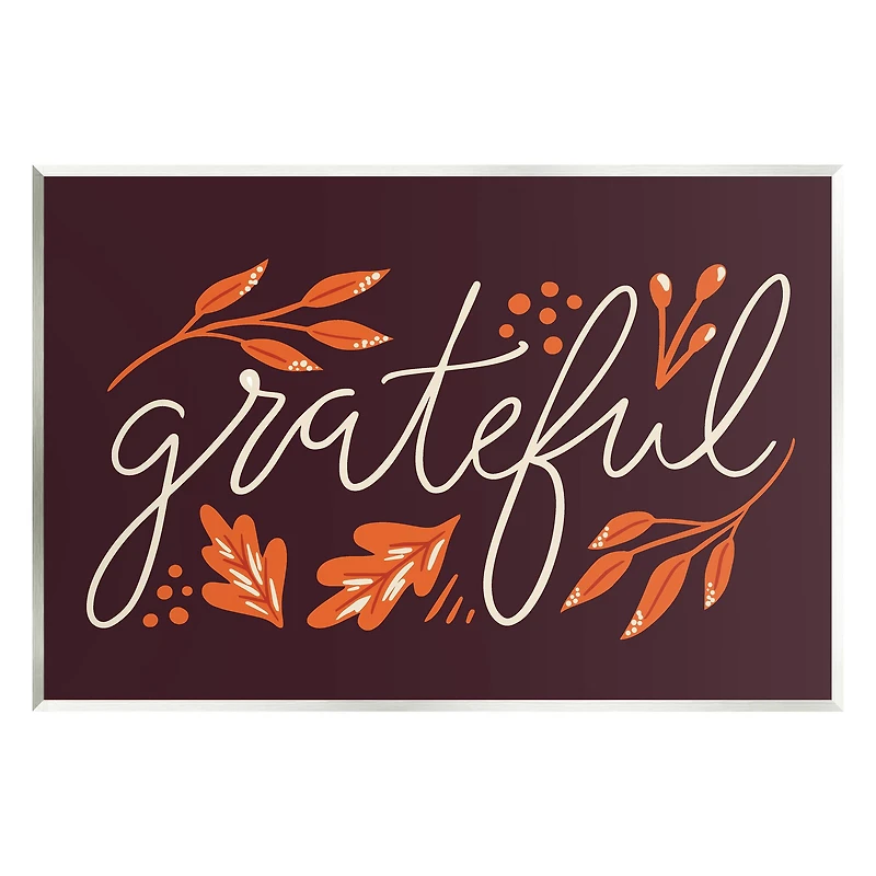 Stupell Industries Grateful Autumnal Leaves Phrase Wall Plaque Art