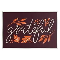 Stupell Industries Grateful Autumnal Leaves Phrase Wall Plaque Art