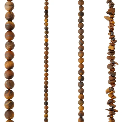 6 Pack: Matte Brown Tiger's Eye Stone Beads by Bead Landing™