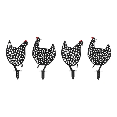 Punched Metal Chicken Garden Stake Set