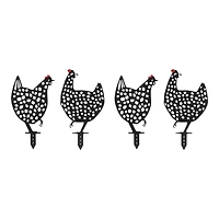 Punched Metal Chicken Garden Stake Set