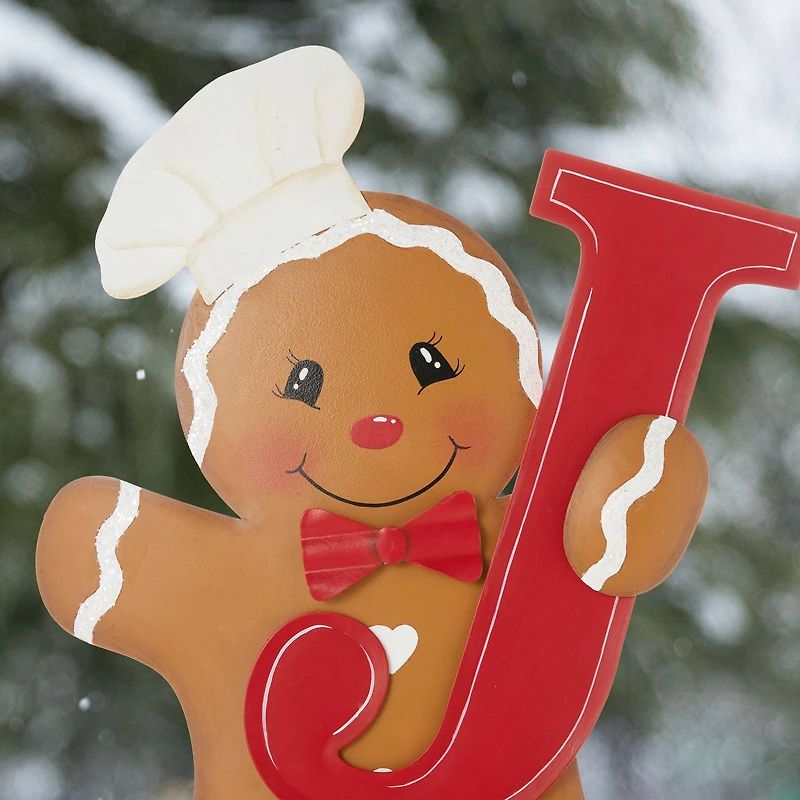 Glitzhome® 46.75'' JOY Gingerbread Man Metal Yardstakes