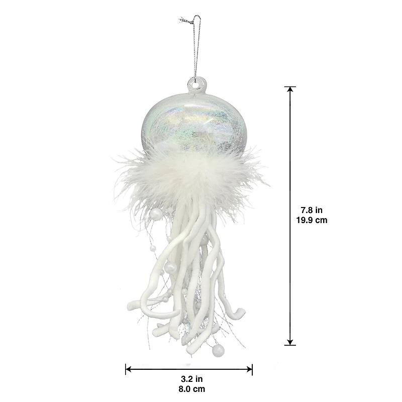 8.25" White Jellyfish Glass Ornament by Ashland®