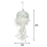 8.25" White Jellyfish Glass Ornament by Ashland®