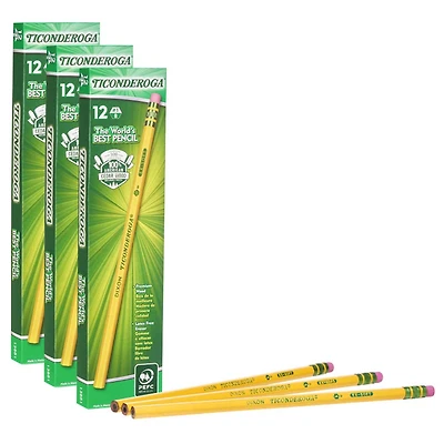 Ticonderoga® #1 Extra Soft Yellow Unsharpened Pencils, 3 Packs of 12