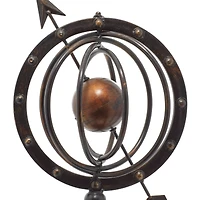 17" Brown Metal Industrial Armillary Sphere Sculpture