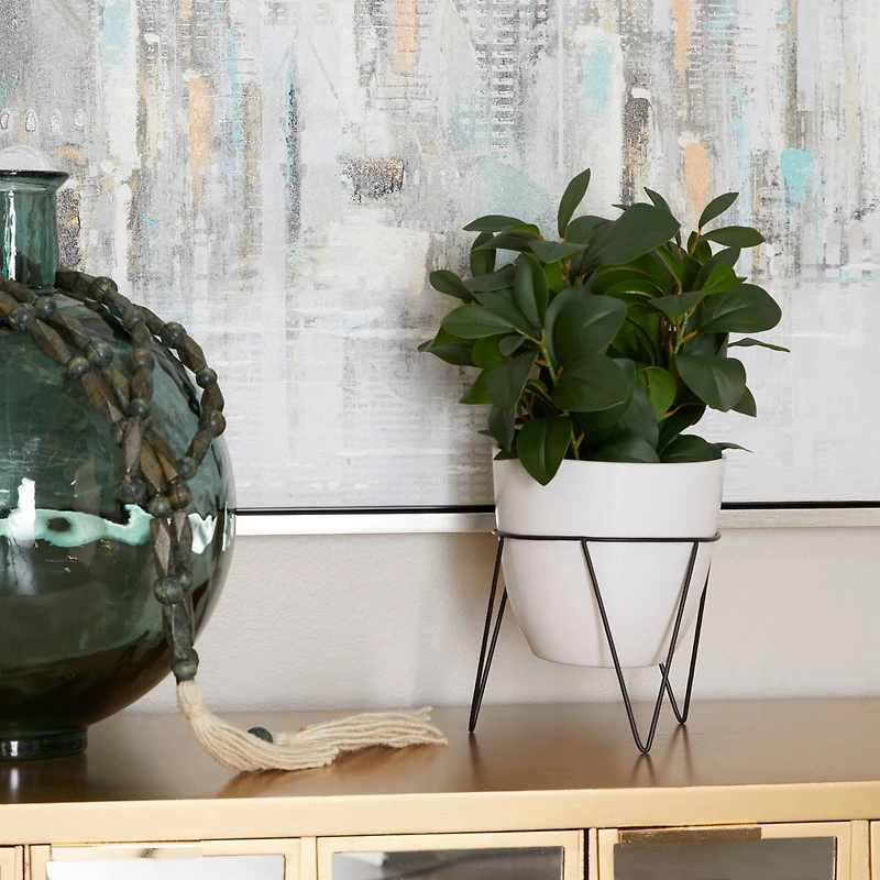 The Novogratz 17" White Contemporary Artificial Foliage