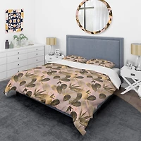 Designart 'Golden Foliage III' Mid-Century Duvet Cover Set