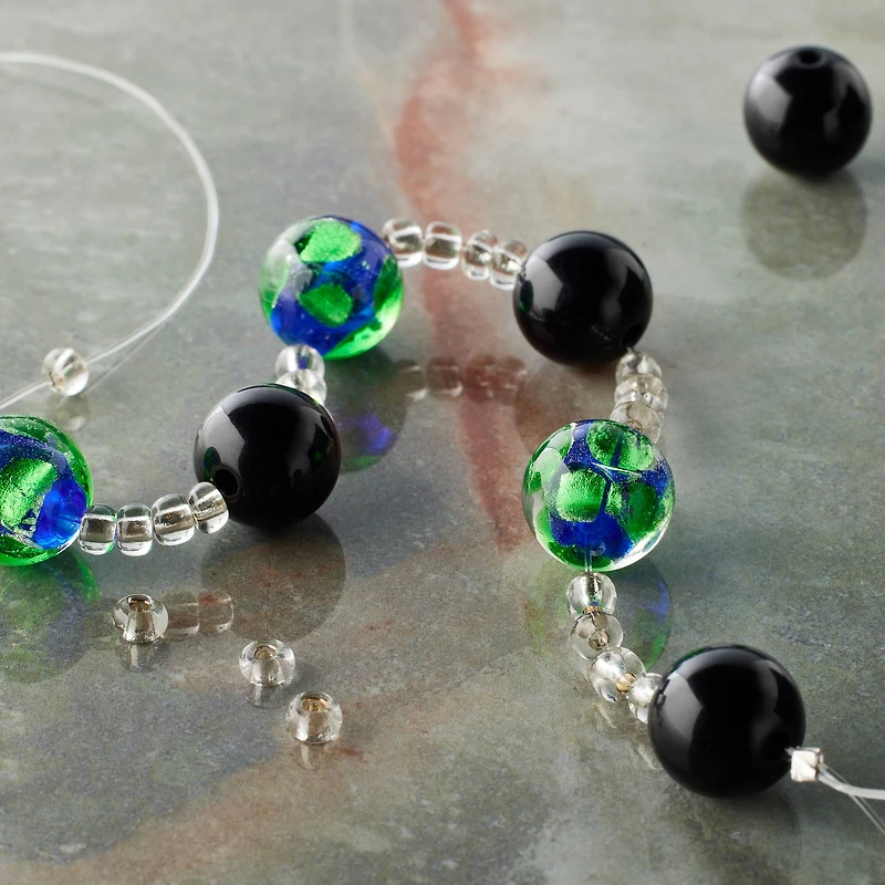 Blue Lampwork Glass Round Dot Beads by Bead Landing™