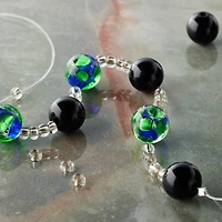 Blue Lampwork Glass Round Dot Beads by Bead Landing™