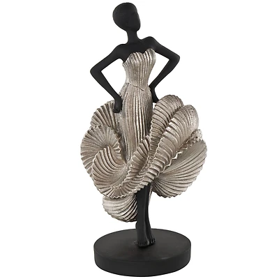14.25" Black & Silver Dancer Decorative Sculpture