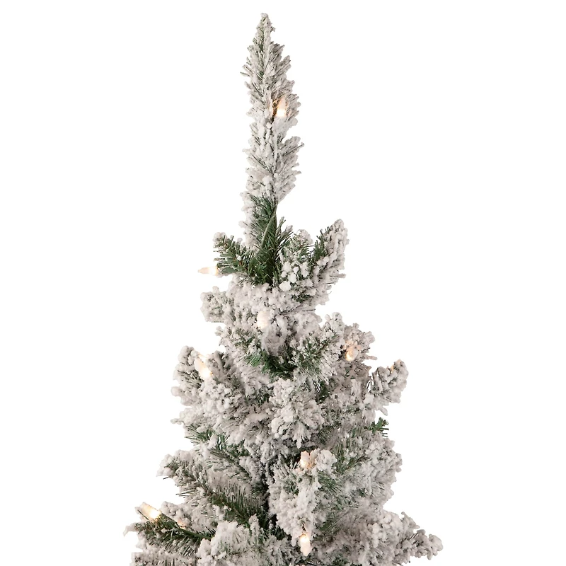 4ft. Pre-Lit Flocked Pine Slim Artificial Christmas Tree, Clear Lights