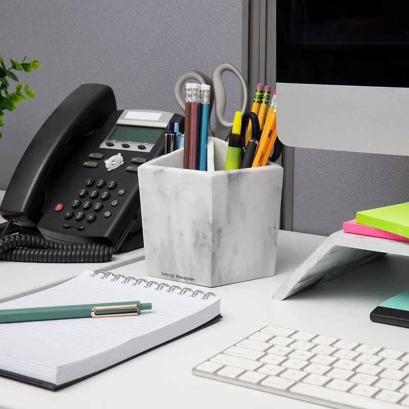 Mind Reader Marbella Collection White 5-Section Pen & Accessory Holder