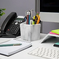 Mind Reader Marbella Collection White 5-Section Pen & Accessory Holder