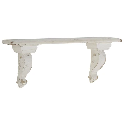 White Wood Farmhouse Wall Shelf