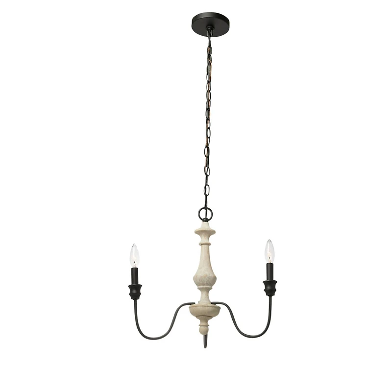 Hello Honey® Robert Stevenson Lighting Magnolia 18.5" Matte Black 3-Light White Washed Wood and Metal Chandelier