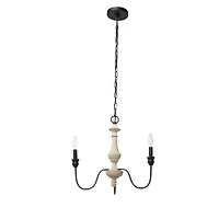 Hello Honey® Robert Stevenson Lighting Magnolia 18.5" Matte Black 3-Light White Washed Wood and Metal Chandelier