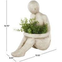 17" Cream Sitting Figure Planter