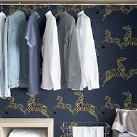 Scalamandre Denim Zebra Safari Peel & Stick Wallpaper