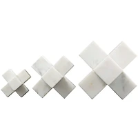 White Marble Geometric Jack Sculpture Set