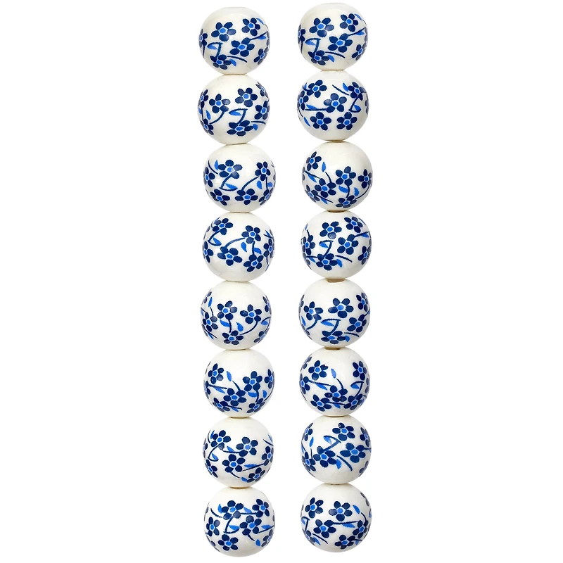 12 Pack: White & Sapphire Ceramic Round Beads, 12mm by Bead Landing™
