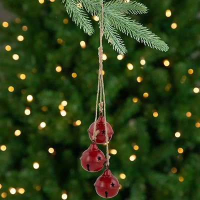 Cascading Christmas Jingle Bell Ornaments- 13.5" - Red - Set of 2
