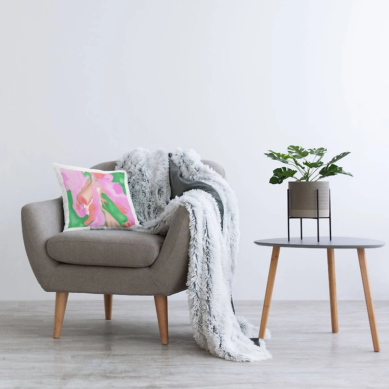 Stupell Industries Contemporary Bold Pink Green Fluid Shapes Throw Pillow, 18" x 18"