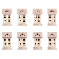 8 Pack: 7.5" Unfinished Wood Townhouse Birdhouse by Make Market®