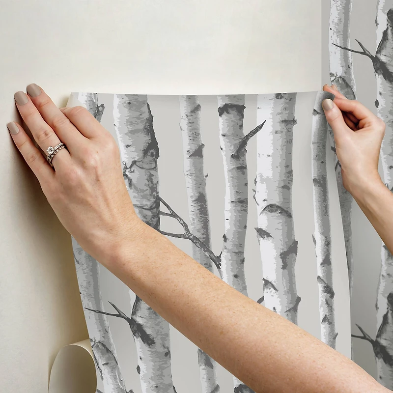 InHome Birch Forest Gray Peel & Stick Wallpaper