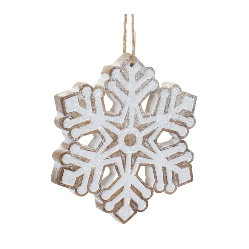 4.75" Glittered Snowflake Ornament Set