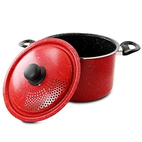 Gibson Home® Granita 6qt. Red Speckle Aluminum Pasta Pot with Strainer Lid