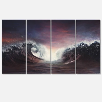 Designart - Dark Parting Ocean with Colorful Clouds