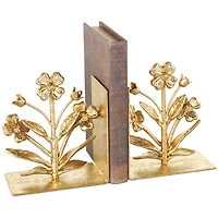 6.5" Gold Shimmer Metal Floral Bookends, 2ct.