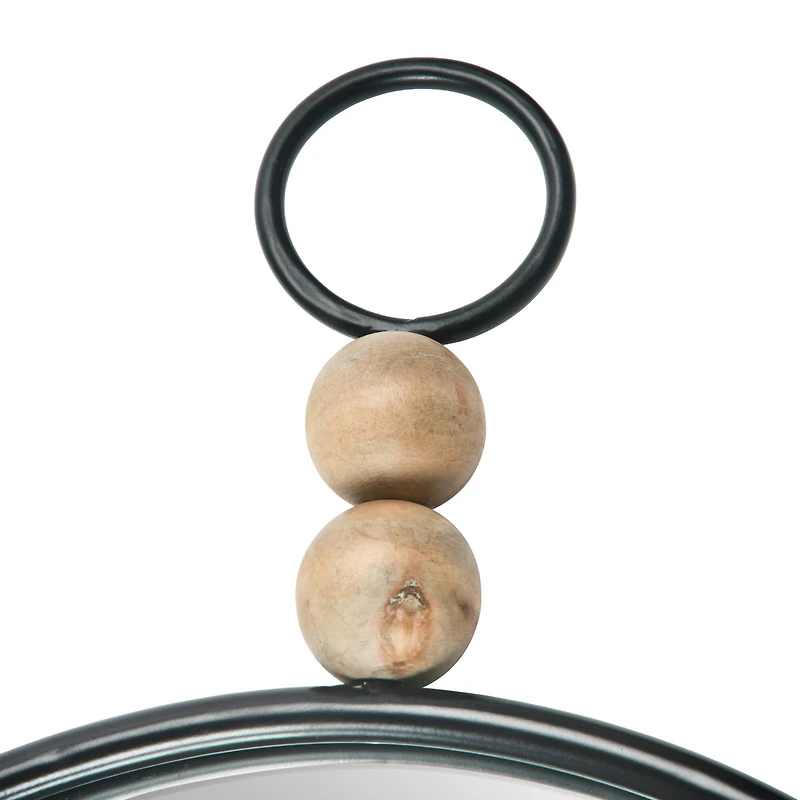 Hello Honey® Black Oval Metal Wall Mirror with Wood Beads