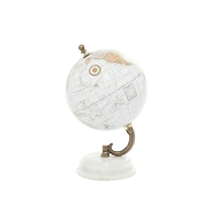 8" White Marble & Metal Modern Globe
