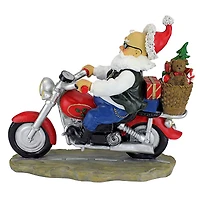 11" Old School Father Christmas Santa Biker Statue