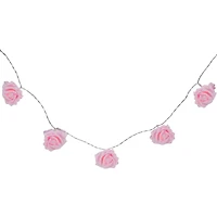 10ct. Pink Rose Flower LED String Lights with Clear Wire