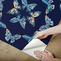 RoomMates Blue Papillon Peel & Stick Wallpaper