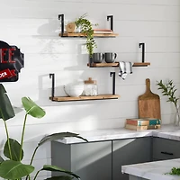Brown & Black Industrial Wall Shelf Set
